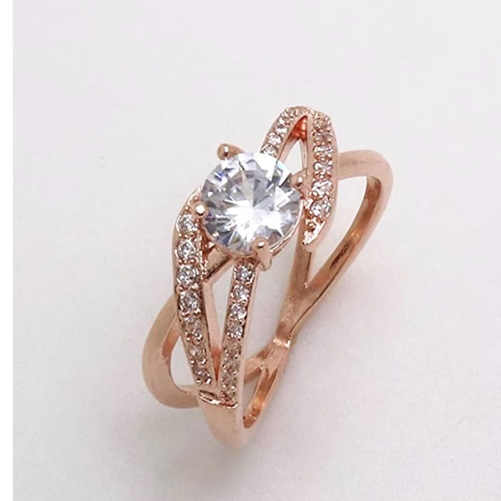 Ring 18K Rose Gold Diamond 5 7 - Picture 7 of 15